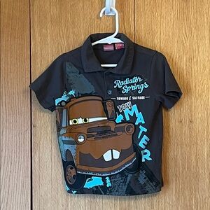 CARS Pixar Disney Radiator Springs Tow Mater Size 4T boy’s Gray Polo Shirt EUC